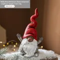 Statue de gnome de Noël en résine peinte à la main, bonnet rouge, taille 9,5x17,5 cm - Gnome à Barbe Blanche