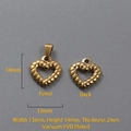 Detailed view of 18k gold heart charms with 13mm width and beaded texture finish - P00026G-Hollow Beaded Edge Heart Pendant (13x14)