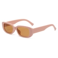 Retro cat-eye sunglasses with pink thick plastic frame and amber lenses for women - Matte Pink