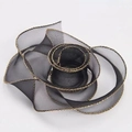 Cinta de organza negra de 4cm con borde dorado para ramos de novia y lazos DIY - Negro con borde dorado