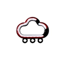 Cloud shaped spring ring connector with red white and black enamel and three hanging holes - Black
