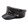 Berretto newsboy in pelle PU nera con dettagli di stelle argentate su sfondo bianco - M (56-58cm) / Stile Decorativo con Rivetti a Stella (2#)