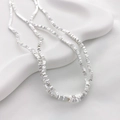 Collana di ematite argento con placche rettangolari impilate e design irregolare - Piastrina Piatta Quadrata (7#) / 3*1mm / Argento
