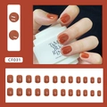 Set de 24 uñas postizas cuadradas de longitud media en color naranja cálido brillante - Uñas cuadradas naranja crema (tipo pegamento)