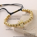 Bracciale regolabile con perline a corona dorata con zirconi e placcatura in oro - Corona con Zirconia (NAL10-4) / 6mm / Oro