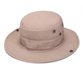 Tactical wide brim Boonie hat in khaki with side metal snaps for outdoor sun protection - One Size / Khaki