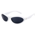 Outdoor-Sport-Radsonnenbrille mit weißem, stromlinienförmigem Rahmen und grauen Gläsern - Weiß