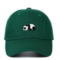 Berretto da baseball verde scuro con ricamo a panda in cotone twill di qualità - Regolabile / Verde