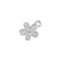 Primo piano di un ciondolo a fiore in argento con sei petali e zirconi scintillanti - VD1472 Fiore-Argento
