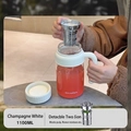 1100ml high borosilicate glass teapot in champagne white with SUS304 tea infuser - White 1000ml (High Filter)