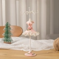 Decorative mannequin jewelry stand in pink lace dress with six metal hooks for storage - Pink Style 4