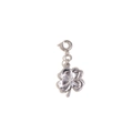 Silver four-leaf clover charm with lobster clasp made of polished stainless steel - Flower Pendant - Steel Color