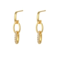 Elegante vergoldete dreifach ineinandergreifende Creolen mit Zirkonia-Besatz - Goldener dreifach ineinandergreifender Creolen-Ohrring