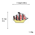 Three-masted sailboat embroidery patch with red white stripes, size 7.2x5.1cm - GZ-2549