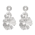 Three-Layer Overlapping Ruffled Petal Drop Earrings (10233)