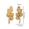Detail view of gold vintage rose pendant showing dimensions and petal texture - Side Rose Style 3 / Gold