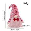 Gnome de Saint-Valentin rose avec chapeau à cœurs et nœud papillon rouge, 20cm - Style Masculin (Avec Barbe)