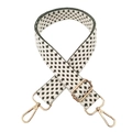 Detail of adjustable black and white houndstooth woven strap with gold metal buckles - Gold Buckle/Houndstooth / Style A Army Green