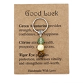 Handmade beaded keychain with Green Aventurine, Citrine and Tiger Eye stones - Good Luck (3616)