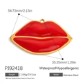 Waterproof stainless steel red lip pendant with golden border, size 54mm by 35mm - PJ92418-Big Lips