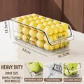 Large transparent PET fridge organizer box with bottom wheels for fruits and drinks - Large Wheels Thickened / Clear White