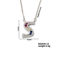 Letter S pendant necklace with multi-color zircon stones and silver finish 40+5cm chain - Letter S Style (N00445-13)