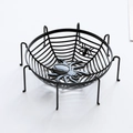 Halloween black metal spider web fruit bowl basket for bar and home party table decoration - Black (With Legs)