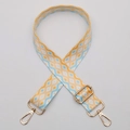 Adjustable woven handbag strap with yellow and blue geometric patterns and gold clips - No. 594 (Yellow Blue Geometry) / Gold