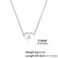 Polished stainless steel heart pendant necklace with letter A engraving on white background - Letter A