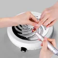 White round nail dust collector with silver metal grille and electric nail drill pen - L103-US Plug-Silver