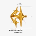 Verstelbare gouden roestvrijstalen ring met een minimalistisch drievoudig sterren - Sterring / Goud