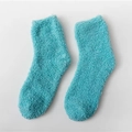 Thick warm mid-calf coral fleece socks for women in soft mint green color - One Size / Bean Green
