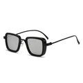 Classic vintage square sunglasses with black thick frames and silver-grey lenses - C16-Black Frame Silver Mirror Lens