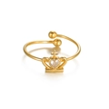 Gouden kroonring met hartvormige edelsteen en kruis met een verstelbare open band - Grote Kroonstijl (R815-da) / Goud