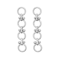 Silver geometric multi-ring chain dangle earrings with textured hammered finish - Hammered Texture Multi-Ring Chain (E1265-ST)