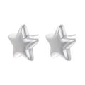 Close-up of polished 3D star stud earrings with mirror finish in high-quality silver metal - 3D Star / VE1100 White Gold