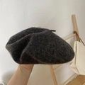 Classic dark grey wool felt beret for women in vintage British style for autumn and winter - M(56-58cm) / Dark Gray