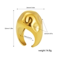 Detaillierte Maße für einen massiven, gehämmerten Edelstahlring mit 18K Goldbeschichtung - Goldener Kugelförmiger Gehämmerter Stil(R692_1)