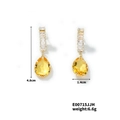 Detail of teardrop earrings with gold finish and zircon stones, size 4.8cm by 1.4cm - Gold/Clear (E00715JJH)