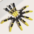 Set of 9 professional hair sectioning clips in yellow and black for salon styling - Black Yellow