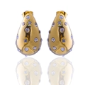 Golden liquid lava heart stud earrings with sparkling zircons and a reflective finish - Gold XLEH043 (Diamante Drop)
