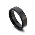 Minimalist black stainless steel ring with polished beveled edges for couples - 6MM Black