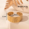 Adjustable 304 stainless steel open bangle in golden finish with hammered metal texture - Hammered Texture Wide Style (YB-073)