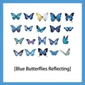 Decorative 20pcs blue butterfly PET stickers for journaling, scrapbooking and DIY crafts - Blue Reflection Butterfly