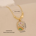 Collar de acero inoxidable dorado con colgante de estrella y luna de esmalte blanco, 45cm - Luna y Estrella