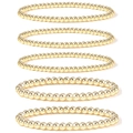 Set di cinque bracciali con perline dorate per donna con lucentezza metallica e design elastico - Oro Set da 5 pezzi 4-6mm