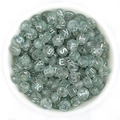 Flat round acrylic alphabet beads in transparent green with glitter and silver letters - Glitter + Silver Text
