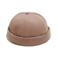 Detail of vintage cotton docker hat with reinforced stitching and round crown design - M(56-58cm) / Dusty Pink