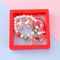 Christmas jewelry set with pearl bracelet and red sock earrings in a floating gift box - Style 5