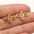 Pendientes de abeja en acero inoxidable chapado en oro de 18K con diseño hueco en mano - Dorado